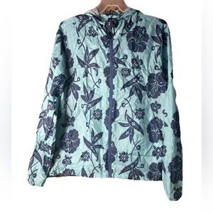 Sunrise Kingdom Women’s Lightweight Aqua Floral Jacket/Coat, Waterproof, XL